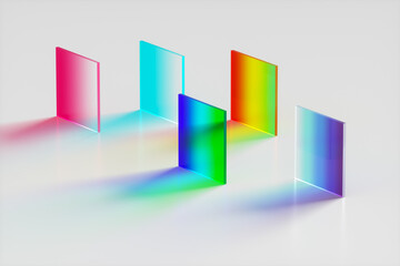 3d rendering colorful transparent glass
