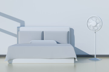 3d rendering electric fan in bedroom