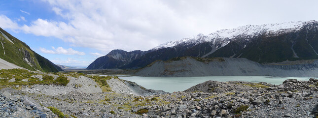 mountains and lake landscape, Hooker Valley track,New zealand Oct 2014