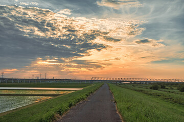 夕暮れの散歩道