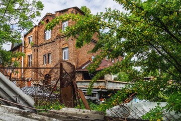 Turka, Ukraine - 25.05.2021: The ruins of Synagogue.