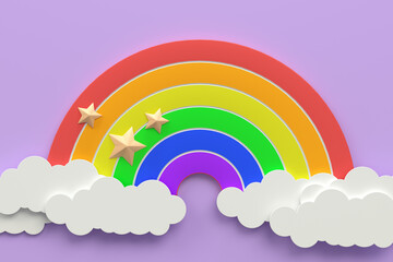 3d rendering rainbow with cloud
