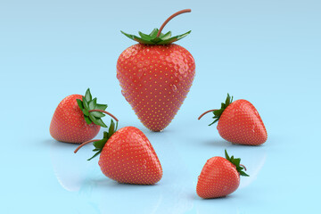 3d rendering different kinds fruit