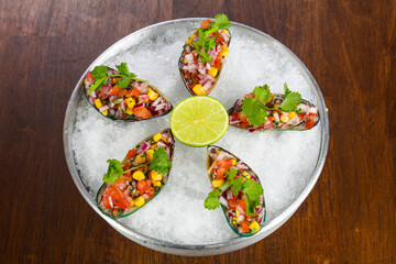 Mussels with vegetables and sauce