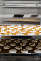 Close-up of beautiful pastries. Cookies are prepared in the oven