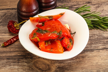 Tasty marinated red bell pepper