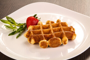Sweet viennese waffles served strawberry