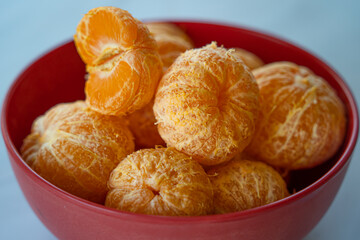 Peeled Fresh Organic Tangerines in a bowl