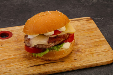 Delicous burger with tuna fish