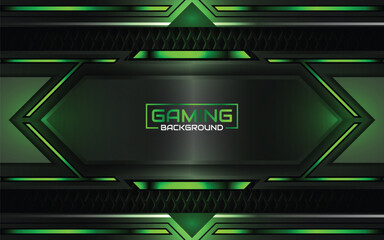 Abstract futuristic geometric green and red gaming background with modern esport shapes. Vector design template technology concept can use element game banner, sport poster, cyber wallpaper, web - obrazy, fototapety, plakaty