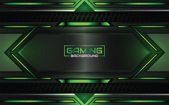 Abstract futuristic geometric green and red gaming background with