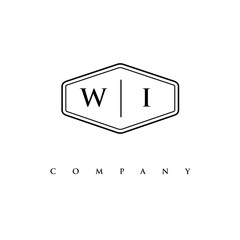 initial WI logo design vector