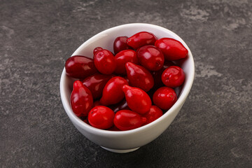 Sweet and ripe cornel berries