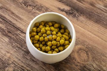 Marinated green pea in the bowl
