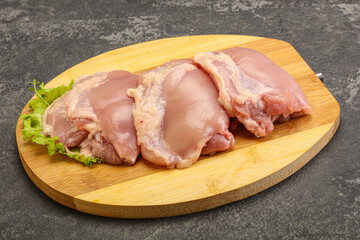 Raw chicken boneless and skinless leg