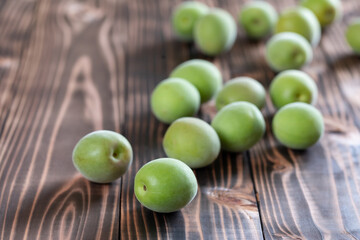 庭の梅の木にできた青梅