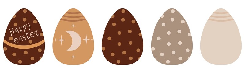 Set colorful easter eggs. Vector illustration Cute Scandinavian for your decoration Pastel color Easter eggs decoration with dot, line. Easter holidays design on white background.