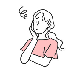 悩みを抱えている女性のイラスト素材