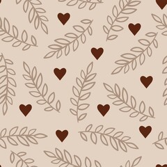 Pink small heart icon seamless pattern minimal Happy Valentine's Day card heart background Cute romantic seamless pattern Elegant pattern with branches Twigs