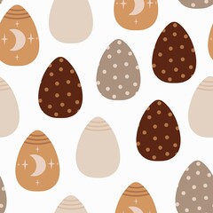 Seamless background Happy Easter Seamless pattern with eggs hand drawn Cute Eggs Vector Background EPS illustration with pink, brown, yellow eggs Spring greeting cards Perfect for boho wallpaper
