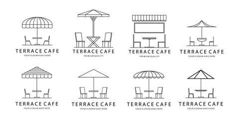 Fototapeta na wymiar Set of Terrace Cafe Art Logo Vector Illustration Minimalist Simple Design
