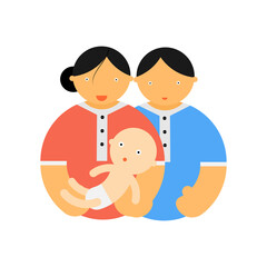 Cartoon of family, Father, mother and baby on white background. 