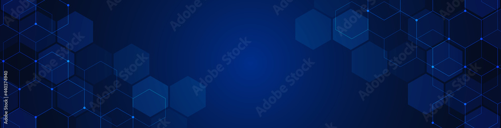 Poster abstract background with geometric shapes and hexagon pattern.
