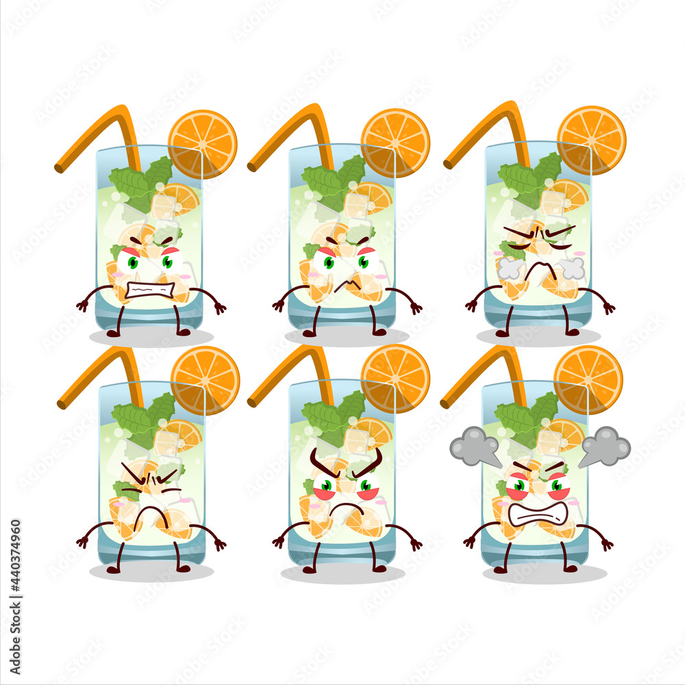 Canvas Prints orange mojito cartoon character with various angry expressions