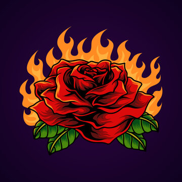 Rose flower and flame