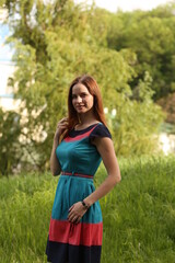 Portrait of young woman in the park