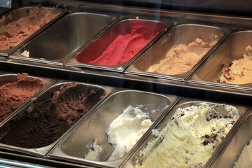 Ice cream in various flavors