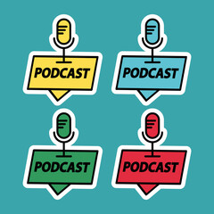 Set Of Podcast Sign. Creative Design Logo. Vector Illustration