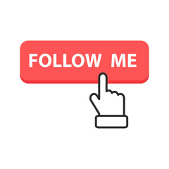 Button Follow me . Click Hand. Vector Illustration - obrazy, fototapety, plakaty