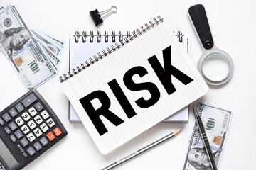 Risk. text on notepad on white background