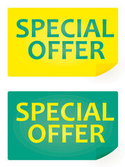 Green and yellow special offer notice. vector