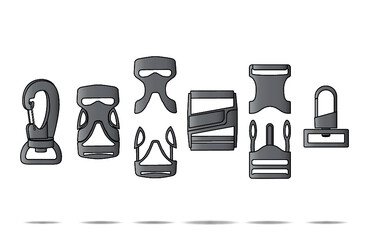 Side Release Buckles and Clips Design Template	 - obrazy, fototapety, plakaty