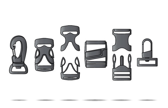 Side Release Buckles and Clips Design Template	