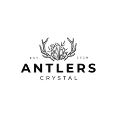  Anlers Deer With Crystal, Floral Leaves Drawing Logo Vector Illustration Template Icon  © looli