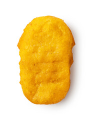 Chicken nuggets on a white background.