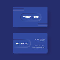 Double Side Of Modern Business Card Template Layout In Blue Color.