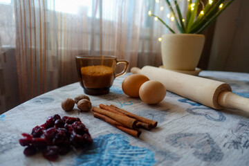 products for making homemade dessert on the table