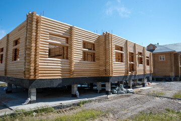 Construction of wooden house, exterior