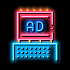 billboard on top of high-rise building neon light sign vector. Glowing bright icon billboard on top of high-rise building sign. transparent symbol illustration