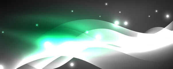 Shiny glowing neon wave, light lines abstract background. Magic energy and motion concept. Vector wallpaper template