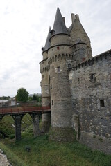 old stone castle in the country with bridge and moat in france