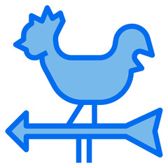 manual wind direction blue line icon