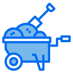 Wheelbarrow blue line icon