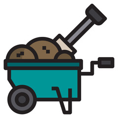 Wheelbarrow line icon
