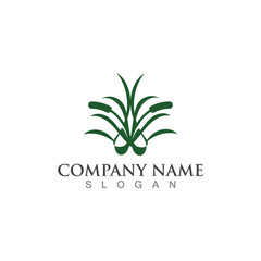 Grass logo design template vector nature