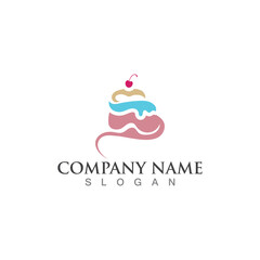 Cake and bakery sweet logo template design image concept bakery shop